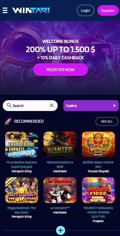 Mobile app Wintari Casino